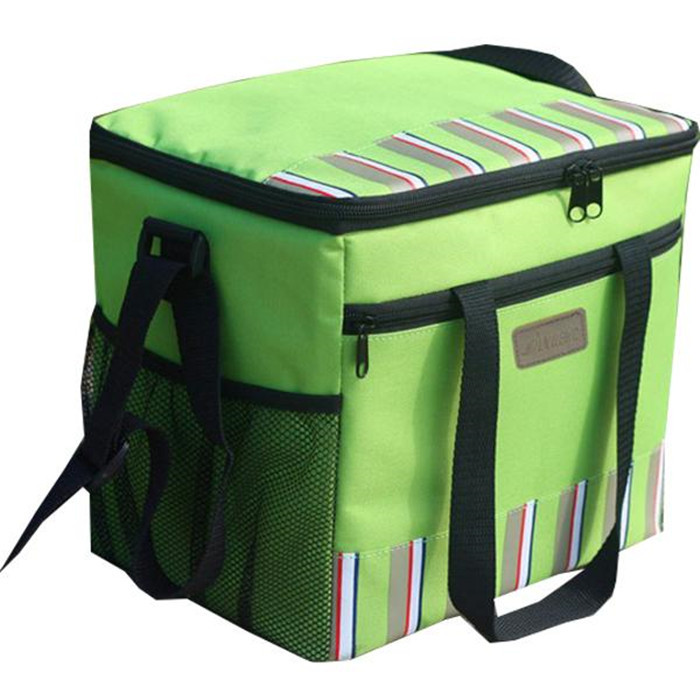 Green Large Insulated Cooler Bags 600D polyester dengan lapisan standar makanan PVC