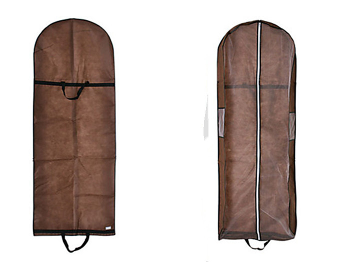 Non Woven Tri Fold Garment Bag dengan Handles di Brown, Zip Up Garment Bag