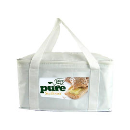 600D Polyester 24 Bisa diisolasi Piknik Bag, Promotional Lunch Bag White Colour